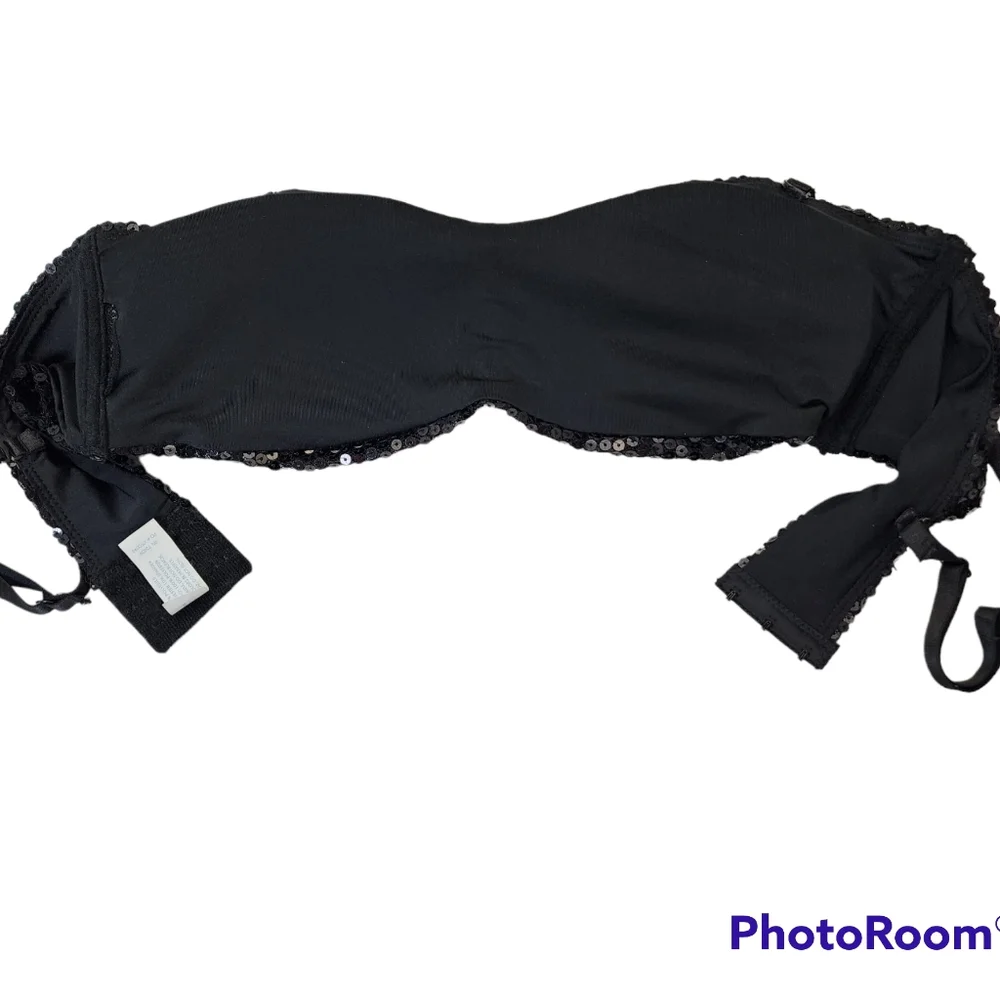 Rene Rofe Sequin bandeau bra adjustable straps removable cups size large - Picture 3 of 11